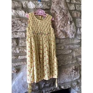 Vintage 90's Girl's Yellow Floral Dress - Size 3/4